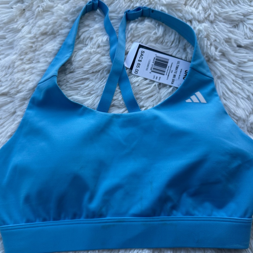 Adidas Ultimate Training Bra Light Blue Cross-Back Sports Bra size Small